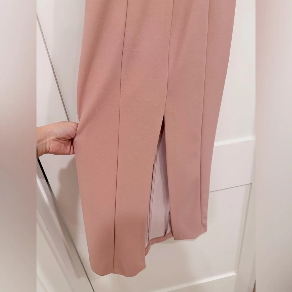 Zara bodycon midi Pink Off-Shoulder cap sleeve Dress - Picture 4 of 5